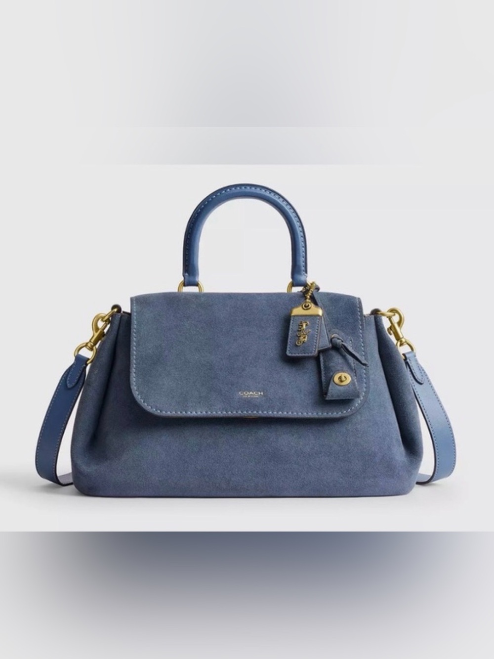 Coach Slouchy Rogue Top Handle Bag - Blue Suede